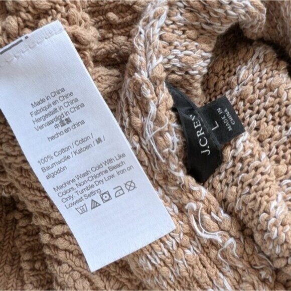 J. Crew Reversible Space Dyed Cardigan Sweater L Brown Tan Textured Puff Sleeve - Picture 6 of 7